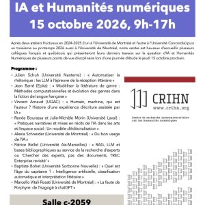 Renée Bourassa et Julie-Michèle Morin à la Journée d’étude « IA et Humanités numériques » du CRIHN