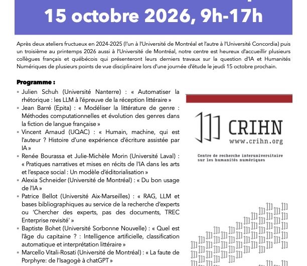 Renée Bourassa et Julie-Michèle Morin à la Journée d’étude « IA et Humanités numériques » du CRIHN